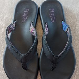 Flojos Black Flip Flop Sandals